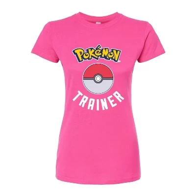 Женская футболка с рисунком Pokémon - Pokémon Trainer цвета фуксии