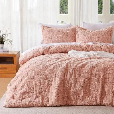Комплект одеяла и наволочек Joyfy Tufted Boho, розовый