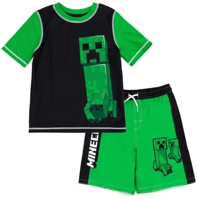 Реглан Rash Guard и плавки UPF 50+ Комплект одежды от Little Kid до Big Kid creeper