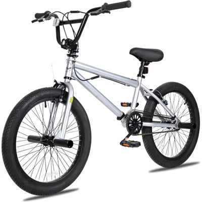 20-дюймовый велосипед BMX для фристайла, для детей, подростков и взрослых, Рама из углеродистой стали, Черный / серебристый, Идеально подходит для начинающих и продвинутых райдеров.