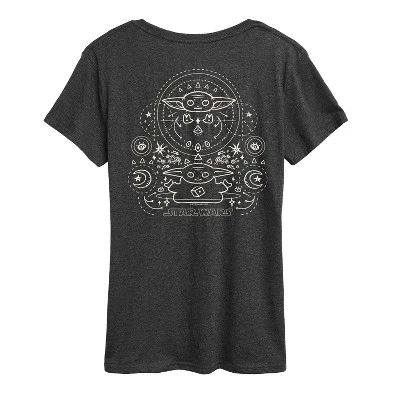 Женская футболка The Mandalorian Grogu Celestial с коротким рукавом и графическим рисунком heather charcoal