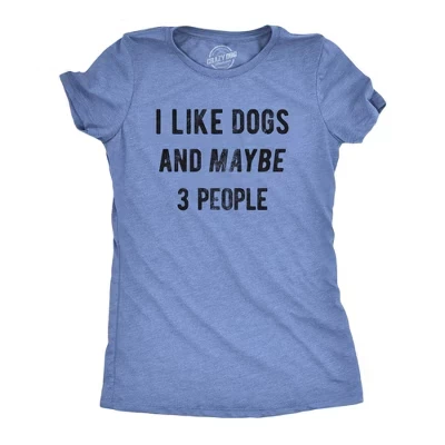 Женская футболка I Like Dogs and Maybe 3 People с забавным рисунком, подарок маме- любительнице домашних животных - женская футболка Crazy Dog для любителей собак светло-голубого цвета