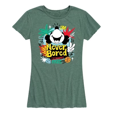 Женская футболка с коротким рукавом и графическим рисунком heather juniper от Mickey Never Bored от heather juniper