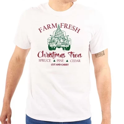 Футболка с изображением грузовика Farm Fresh Christmas Trees Truck для мужчин или женщин белого цвета