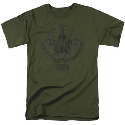 Волейбольная взрослая футболка Military Green зеленого цвета