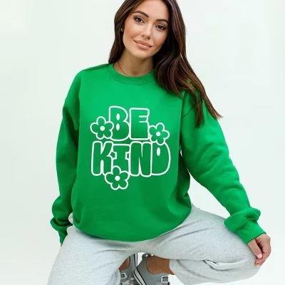 Женская толстовка с рисунком в стиле ретро Be Kind Цветы и трава