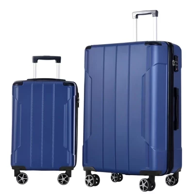 Набор для багажа из 2 предметов, расширяемый чемодан Hardshell ABS, замок TSA и вращающиеся колеса, Легкий дорожный багаж для мужчин и женщин синего цвета