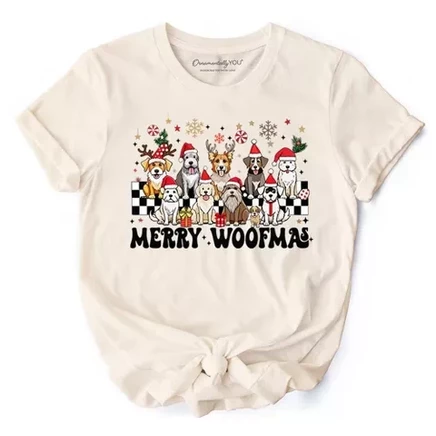 Женская футболка OrnamentallyYou Merry Woofmas, натуральная
