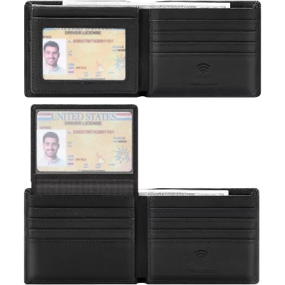Мужской кожаный складной кошелек LEVEN SIXTEEN с RFID, черный