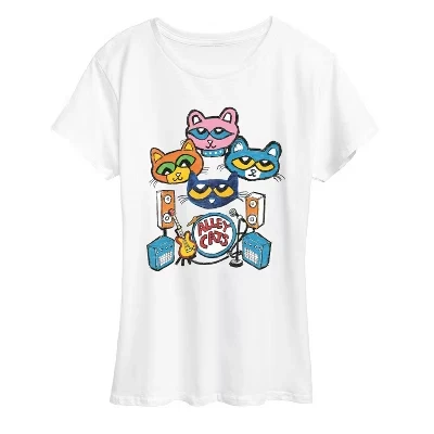 Женская футболка с коротким рукавом и рисунком кота Пита - Alley Cats Heads, белая