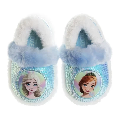 Тапочки для девочек Frozen - Эльза и Анна Плюшевые, легкие, теплые, комфортные, мягкие домашние туфли Aline, синие, фиолетовые (размеры для малышей 5-12), белые