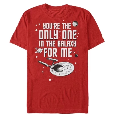 Мужская футболка Valentine's Only One In Galaxy красного цвета