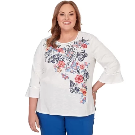 Женский топ Alfred Dunner с вышивкой, 1XL, белый