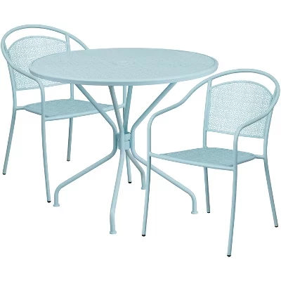 Обеденный комплект Flash Furniture Oia Ø89,5 см, 2 стула, голубой