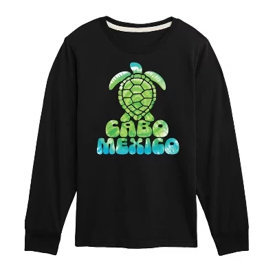 Футболка с изображением морской черепахи Cabo Mexico с длинным рукавом черного цвета