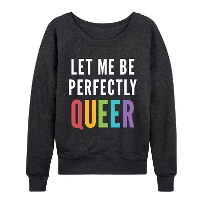 Женская рубашка Let Me Be Perfectly Queer из легкого французского махрового материала с широким вырезом и длинными рукавами, выполненная в графическом стиле цвета вереска и древесного угля.