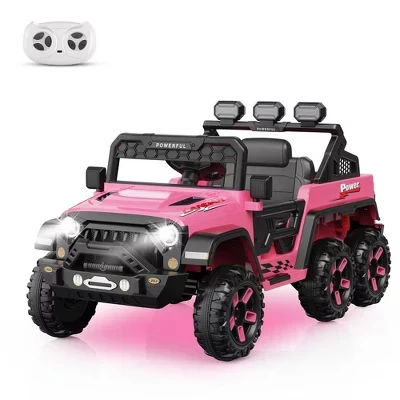 24V Kids Ride on Car с дистанционным управлением 2.4G | 6-колесный электромобиль с 4WD и 3 скоростями, игрушка на батарейках для малышей в возрасте от 3 до 6 лет, розовый