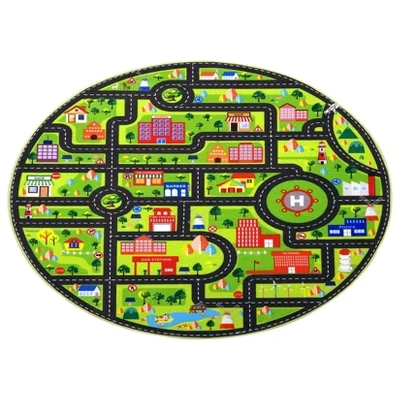Washable Kids Rug for Classroom, City Life Road Traffic Playroom Rug, Educational Nursery Carpet for Girls Boys Room black