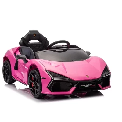 GARVEE 12V Kids Ride On Car Лицензированный детский спортивный электромобиль Lamborghini Revuelto с дистанционным управлением, Bluetooth, фарами, музыкой розовый