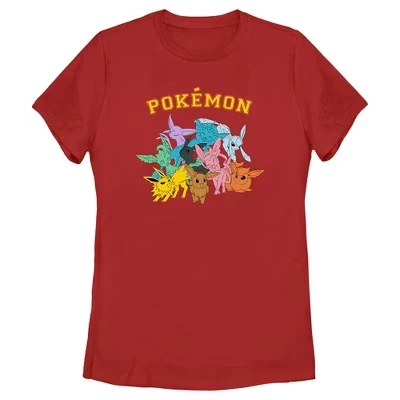 Женская футболка Pokemon Eeveelutions с принтом, красная