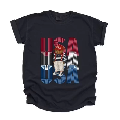 Подтяжки USA Stacked Bear - женская одежда, окрашенная в черный цвет футболка с рисунком