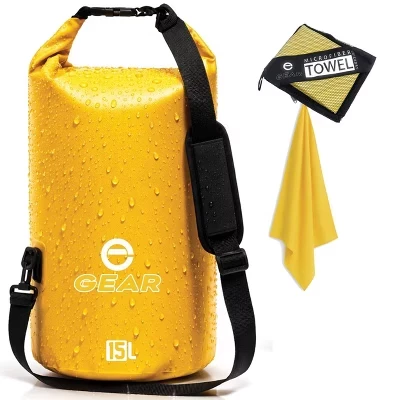Гермомешок Enthusiast Gear 15 л с полотенцем, желтый