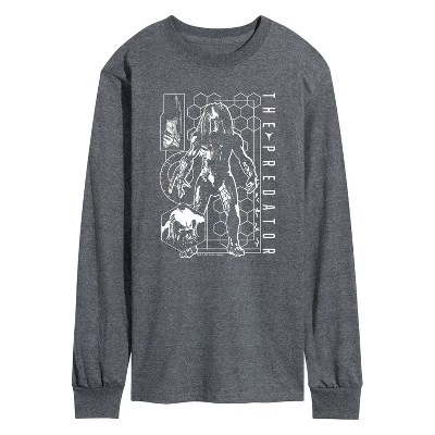 Мужская футболка с цифровым рисунком инопланетянина и длинным рукавом heather charcoal