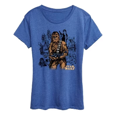 Женская футболка Chewie Lines с коротким рукавом и рисунком, синяя