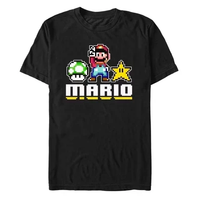 Мужская футболка Mario 8bit Pixel черного цвета