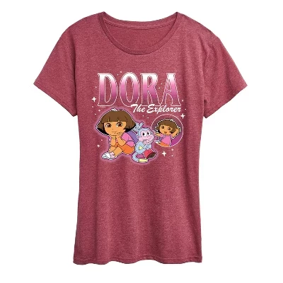 Женская футболка Dora the Explorer Bootleg с принтом, бордово-меланж