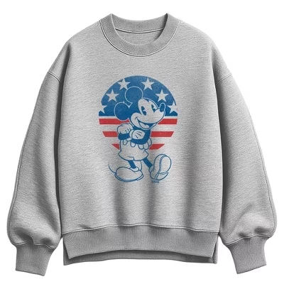 Женский свитшот Disney Mickey USA, светло-серый меланж