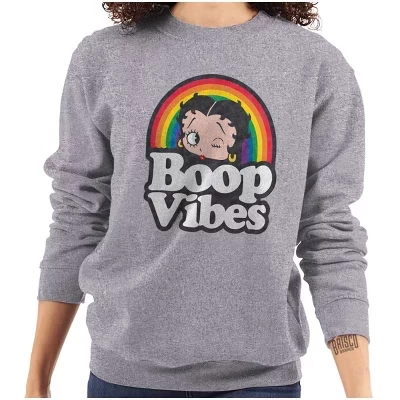 Женский свитшот Brisco Brands Betty Boop Rainbow, серый