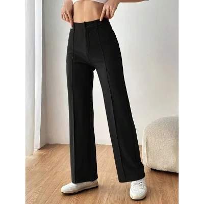 Женские брюки Yesfashion прямые с карманами, черные