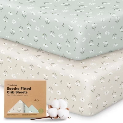 2pk Простыней для детской кроватки Soothe, Нейтральные, органические Детские простыни для кроватки, подходят для стандартного детского матраса размером 52x28 см 