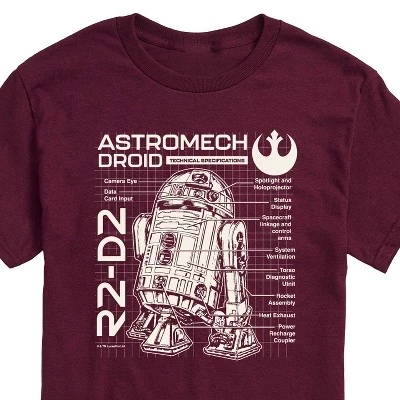 Men's -  - R2D2 Blueprint Short Sleeve Graphic T-Shirt maroon