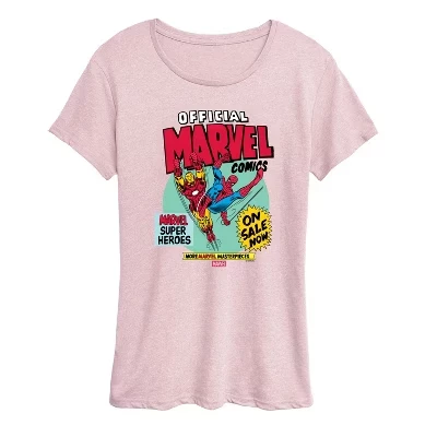 Женская футболка Marvel Spider-Man/Iron-Man, розовая меланж