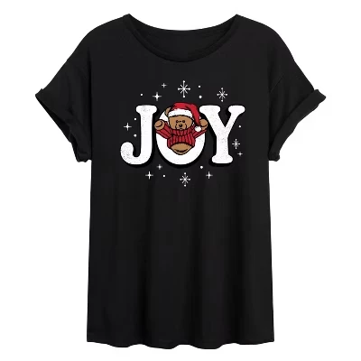 Женская футболка Instant Message Joy Teddy Bear оверсайз, черная