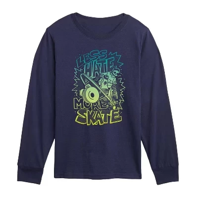 Less Hate More Skate Long Sleeve Graphic T-Shirt
