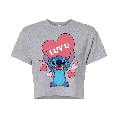 Женская футболка Lilo & Stitch Luv U укороченная, серая