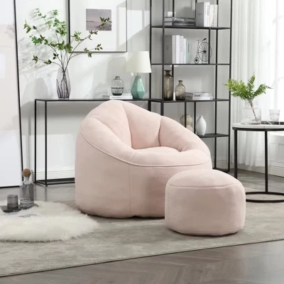 Кресло-мешок ModernLuxe 4L с пуфом, розовое