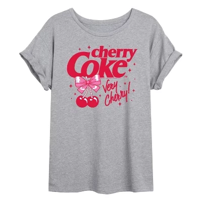 Женская футболка с объемным рисунком Very Cherry Coke серого цвета