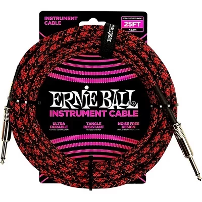 Инструментальный кабель Ernie Ball, прямые штекеры, в оплетке, 7,6 м