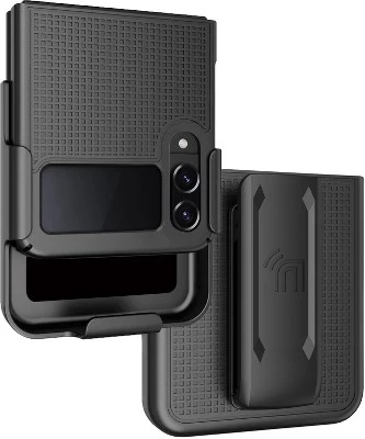 Комбинированный тонкий чехол-кобура с зажимом для ремня для Samsung Galaxy Z Flip 4 (SM-F721, 2022) черный