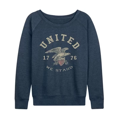 Женская рубашка United We Stand из легкого французского махрового полотна с широким вырезом и длинными рукавами цвета Хизер индиго.