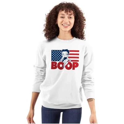 Женская патриотическая толстовка с круглым вырезом и американским флагом Betty Boop, лицензированная