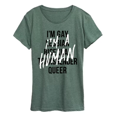 Женская футболка I'm Human LGBTQ с коротким рукавом и рисунком heather juniper