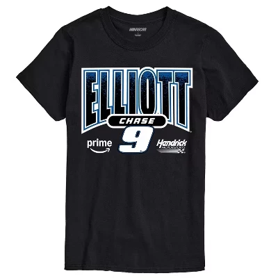 Мужская футболка с коротким рукавом и графическим рисунком Chase Elliott Prime Hendrick, черная