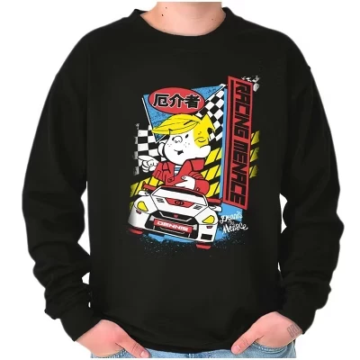 Мужская или женская толстовка с надписью Dennis The Menace иероглифами 