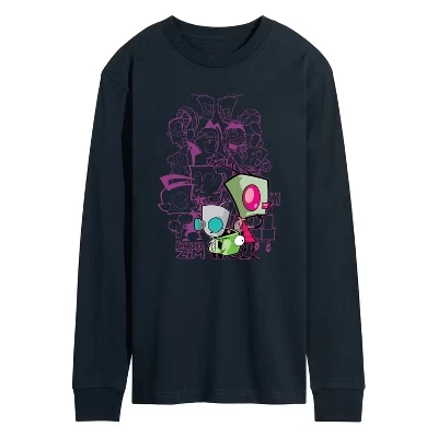 Мужской лонгслив Invader Zim «Коллаж», синий
