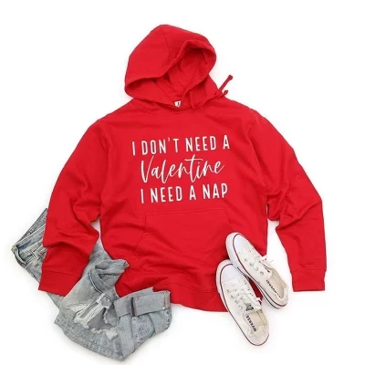 Женская толстовка с капюшоном с рисунком I Don't Need A Valentine neonpink